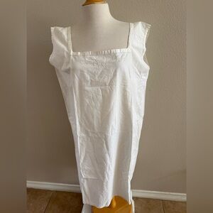 Linen Women's Nightgown Embroidered SZ XL Bust 46 Length 37 Sleeveless